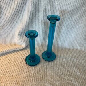 Aqua Turquoise stem candle holders